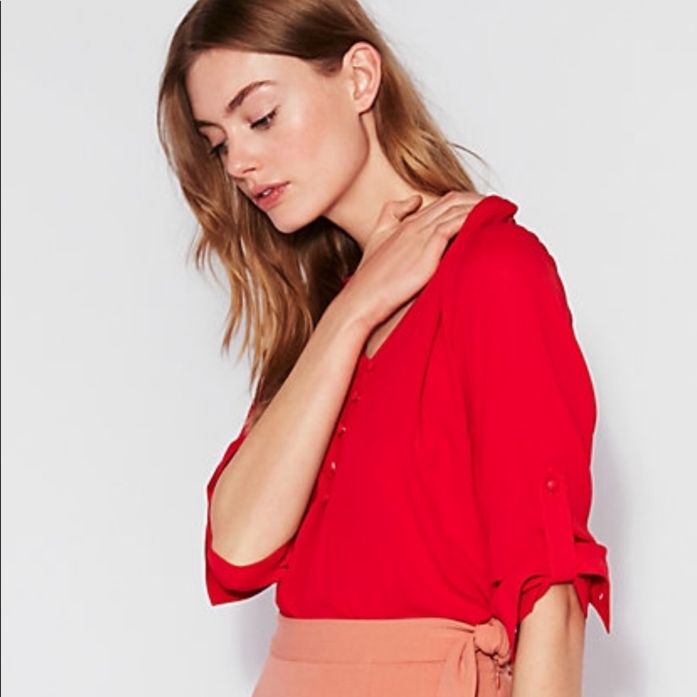 Express Women’s Red Button Down Shirt